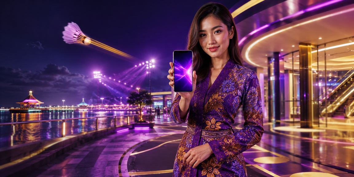 Pengguna Malaysia menyemak keputusan loteri 4D dengan latar batik tempatan